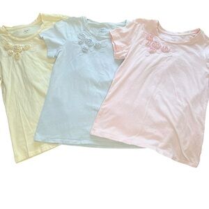 Lot Of 3 Motto QVC Stretch Cotton Casual Shirt Top Flower Embroidered Y2K Sz S